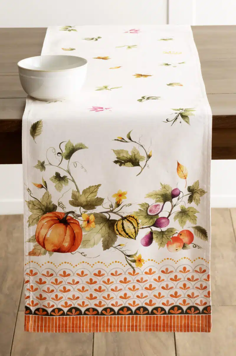 Pumpkin Garden - Cloudy Cream Table Runner-double side