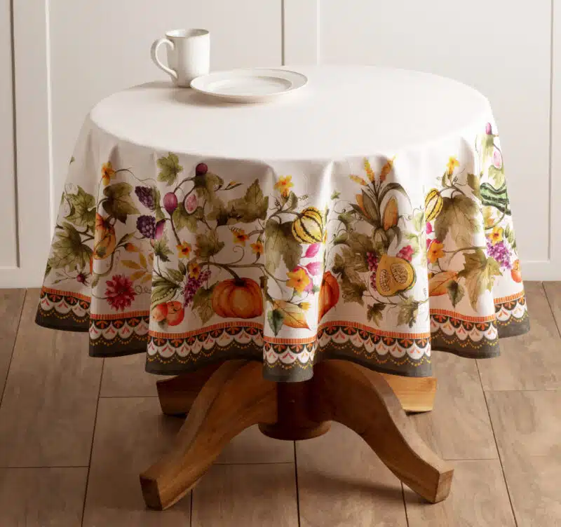 Pumpkin Garden - Cloudy Cream Round Tablecloth