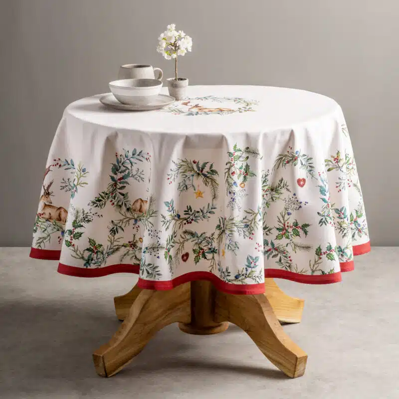 Holly Time Round Tablecloth