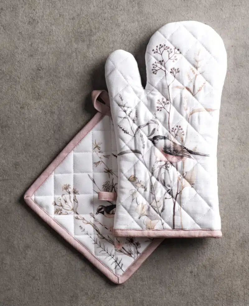 Meadow Florals Brown Glove & Potholder