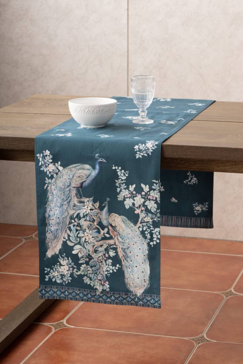 PEACOCK UTOPIA  DEEP SEA TABLE RUNNER